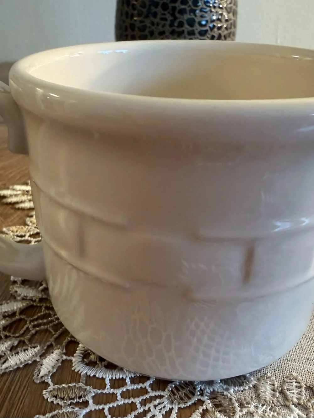 Two Longberger Pottery Pieces XL 4” Mug and  9” x 6.5” Cooking/Serving Bowl